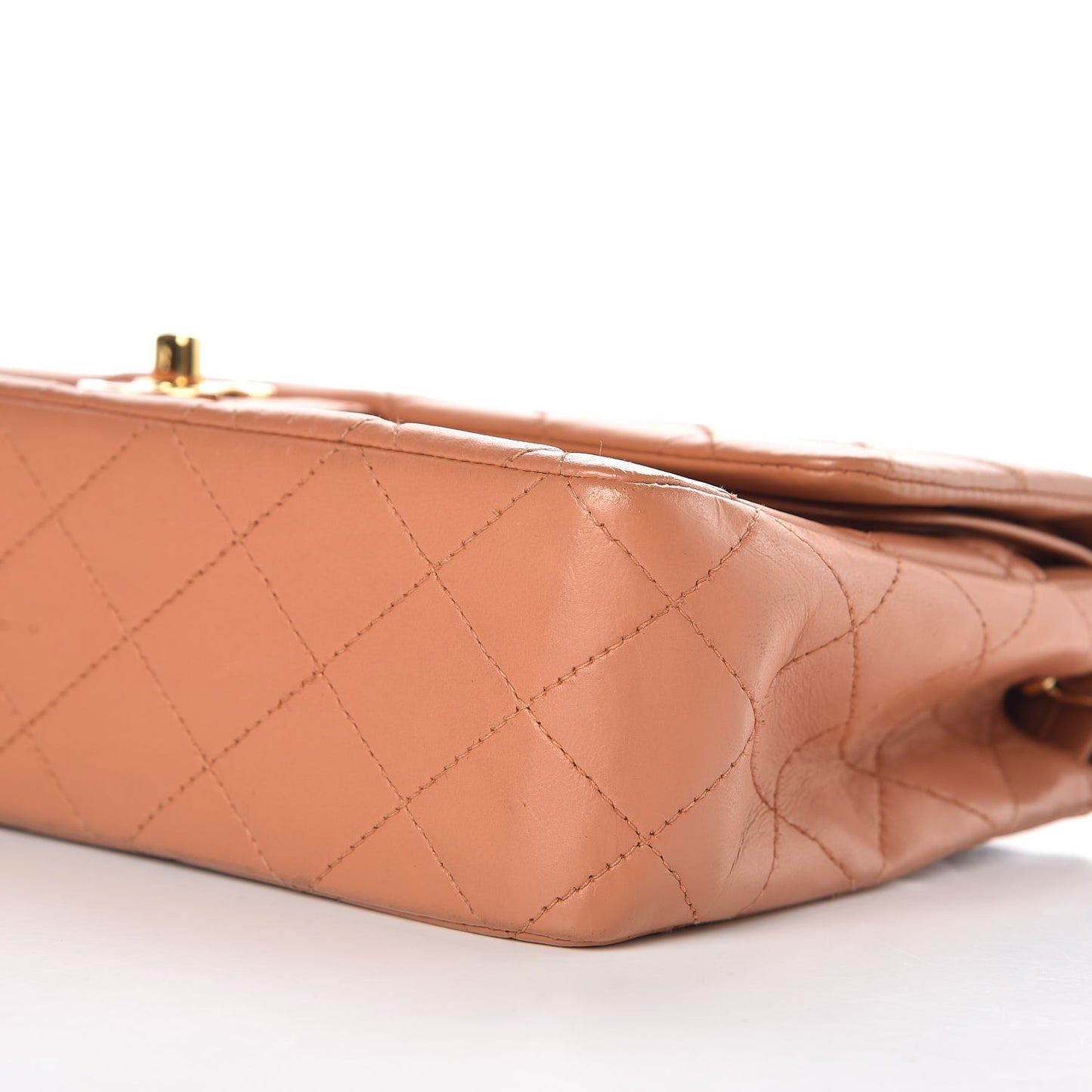 Lambskin Quilted Medium Double Flap Camel