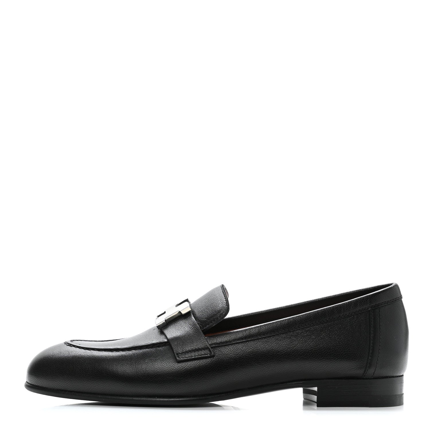 Hermes Goatskin Womens Paris Loafers 35 Black 1 of 9