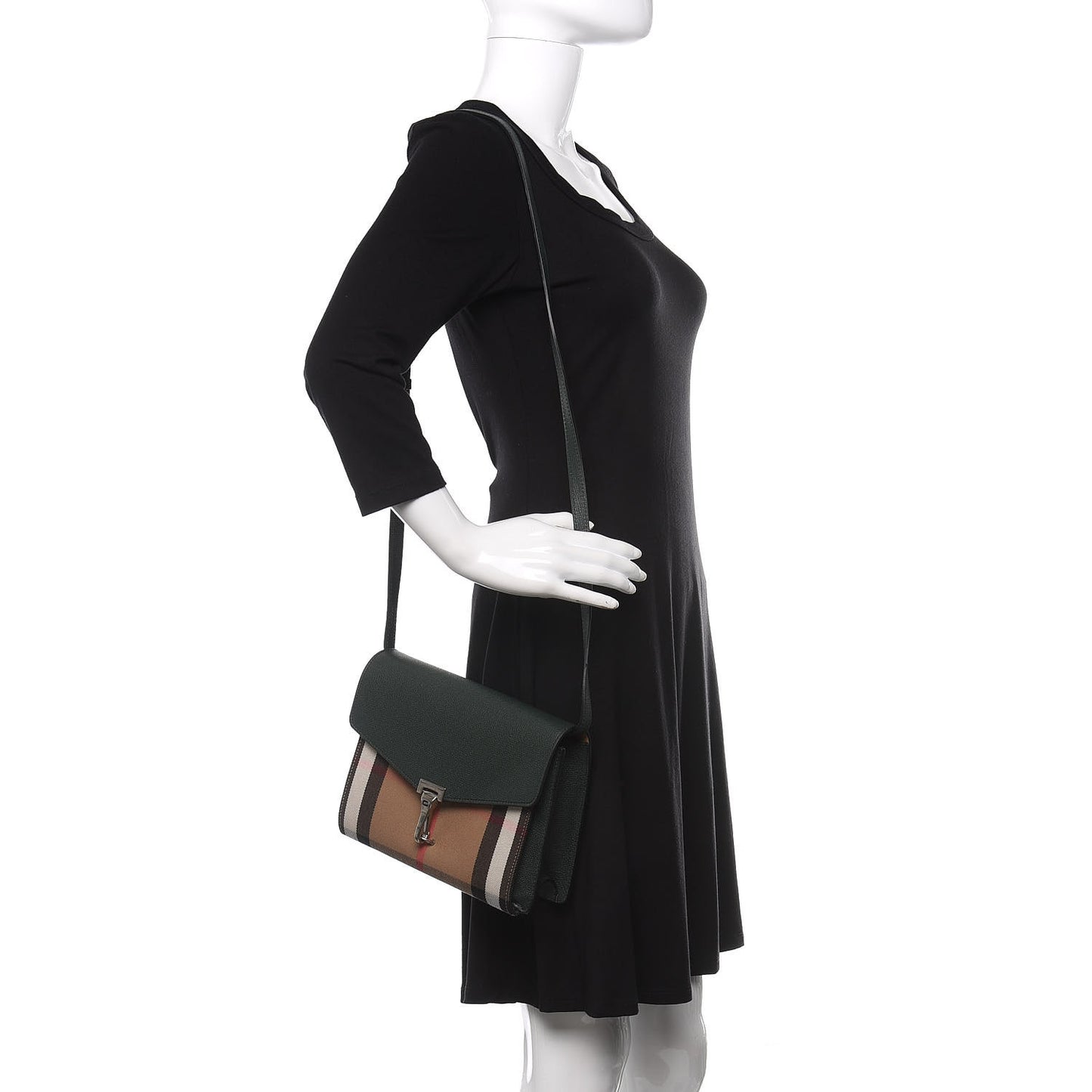 Derby Calfskin House Check Small Macken Crossbody Bag Dark Bottle Green