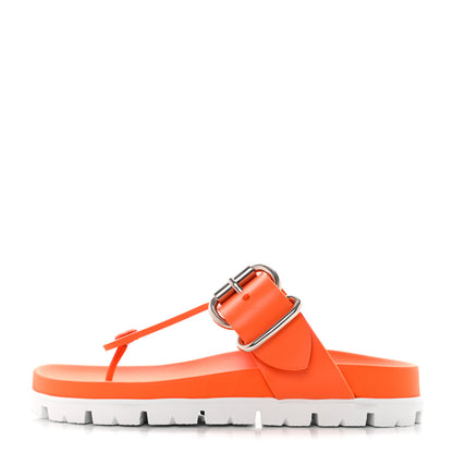 Prada EVA Rubber Buckled Lug Sole 20mm Thong Sandals 35 Papaya 1 of 9