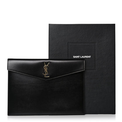 Saint Laurent Smooth Shiny Calfskin Large Monogram Uptown Pouch Black 7 of 7