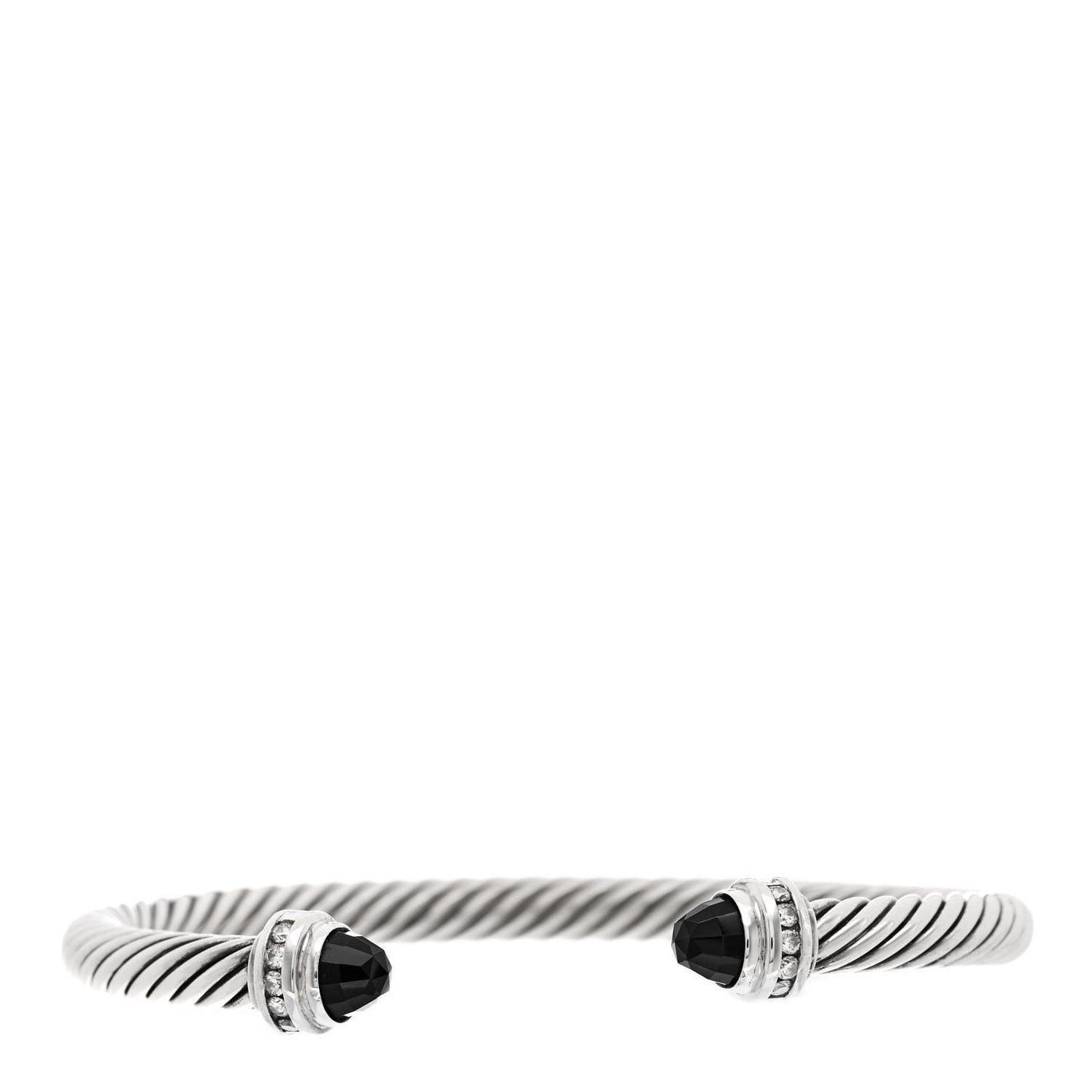 Sterling Silver Diamond Black Onyx 5mm Cable Classics Princess Bracelet