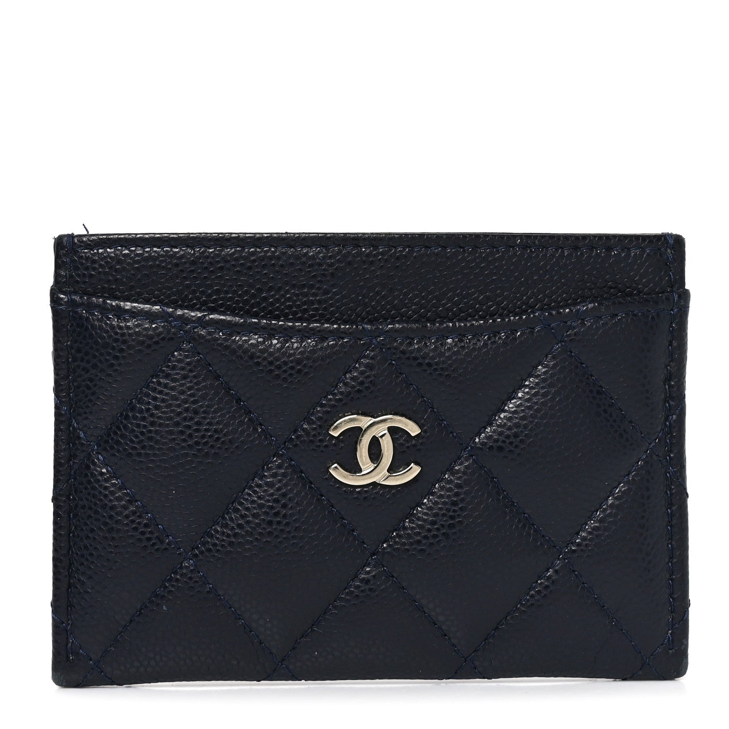 Chanel Caviar Quilted Card Holder Navy 1 of 9
