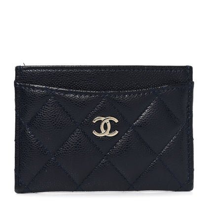 Chanel Caviar Quilted Card Holder Navy 1 of 9
