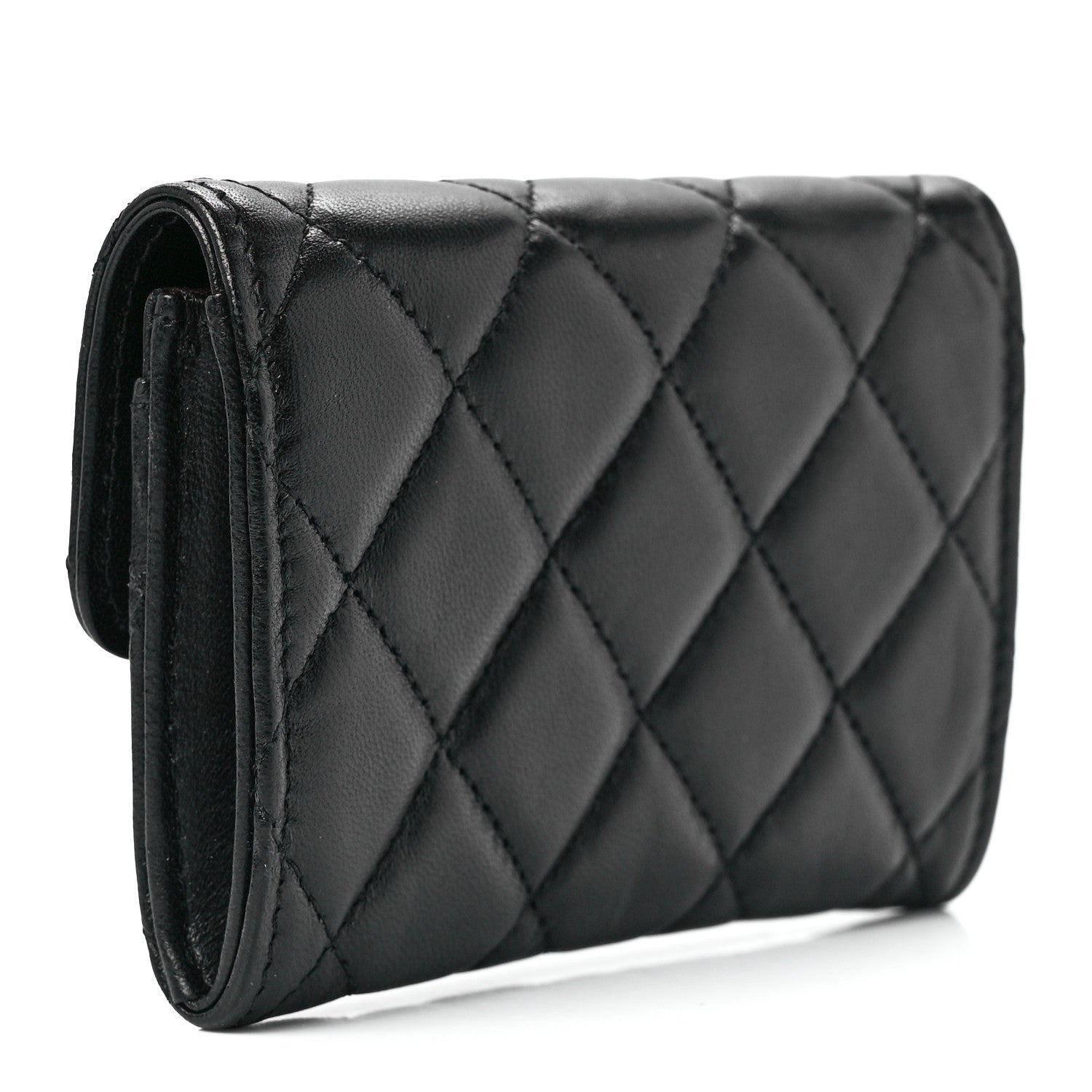 Chanel Lambskin Quilted Glitter CC Flap Card Holder Wallet Black 3 of 12