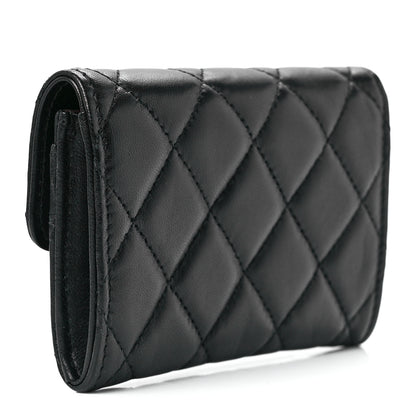 Chanel Lambskin Quilted Glitter CC Flap Card Holder Wallet Black 3 of 12