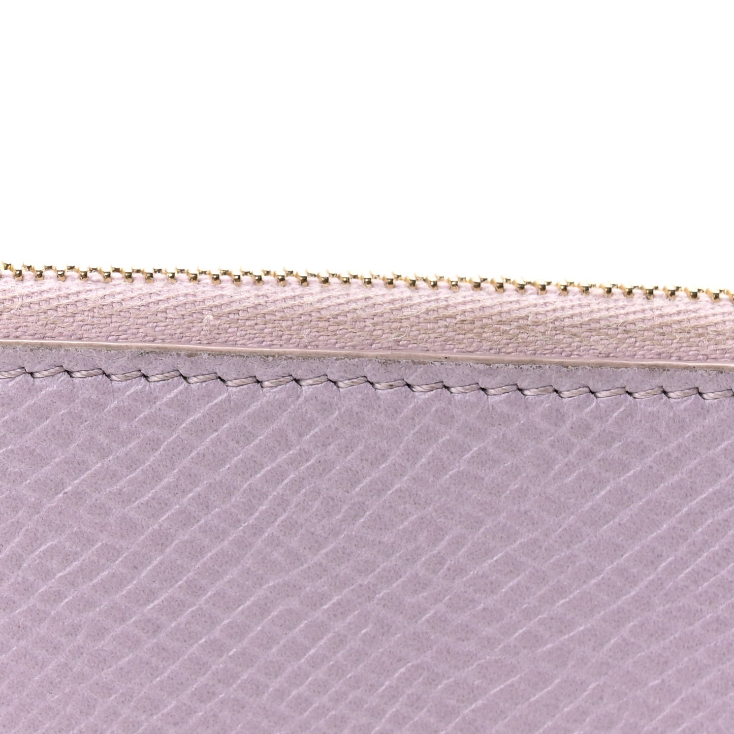 Drummed Calfskin Medium Half Zip Multifunction Wallet Coin Purse Liliac