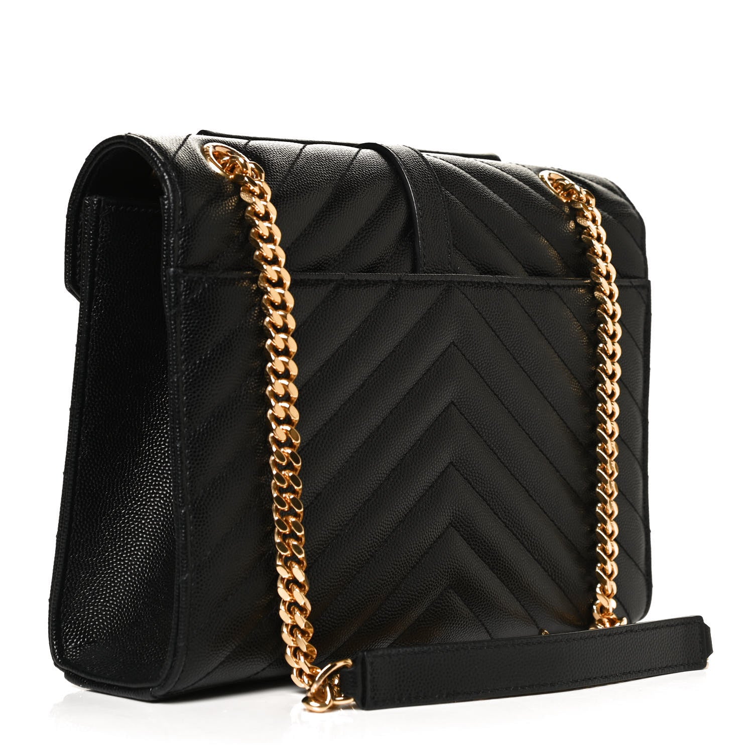 Saint Laurent Grain De Poudre Matelasse Chevron Medium Monogram Satchel Black 2 of 11