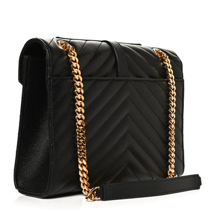Saint Laurent Grain De Poudre Matelasse Chevron Medium Monogram Satchel Black 2 of 11