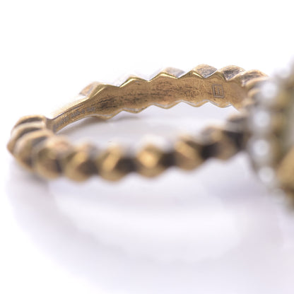 Gucci Metal Pearl Studded Ring M Aged Gold 5 of 8