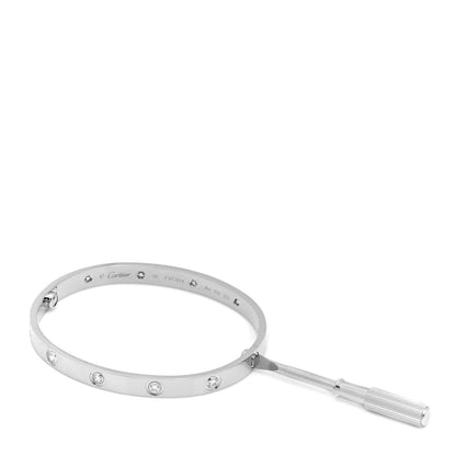 Cartier 18K White Gold 10 Diamond LOVE Bracelet 18 5 of 6