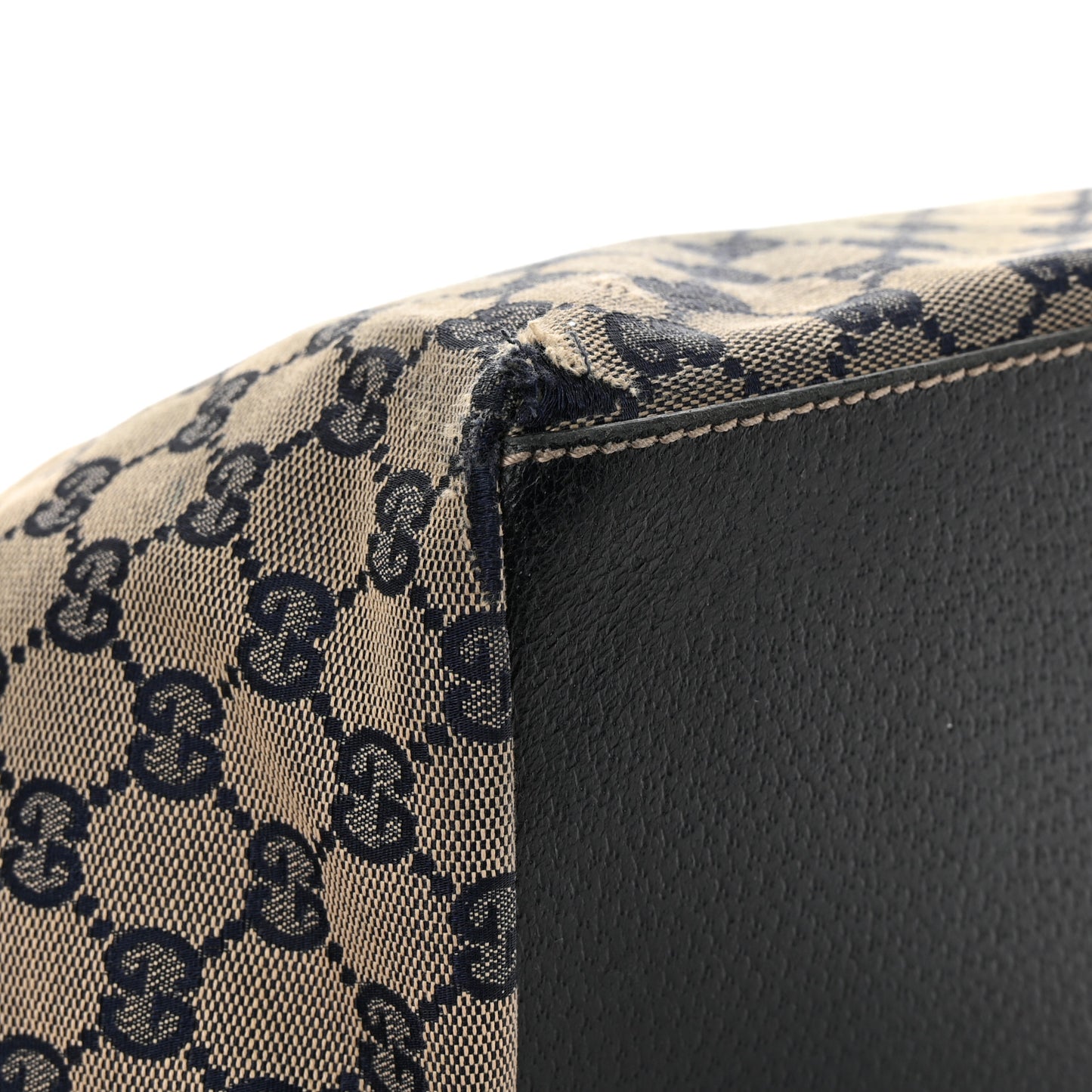 GG Monogram Medium Web Handle Bucket Tote Navy Blue