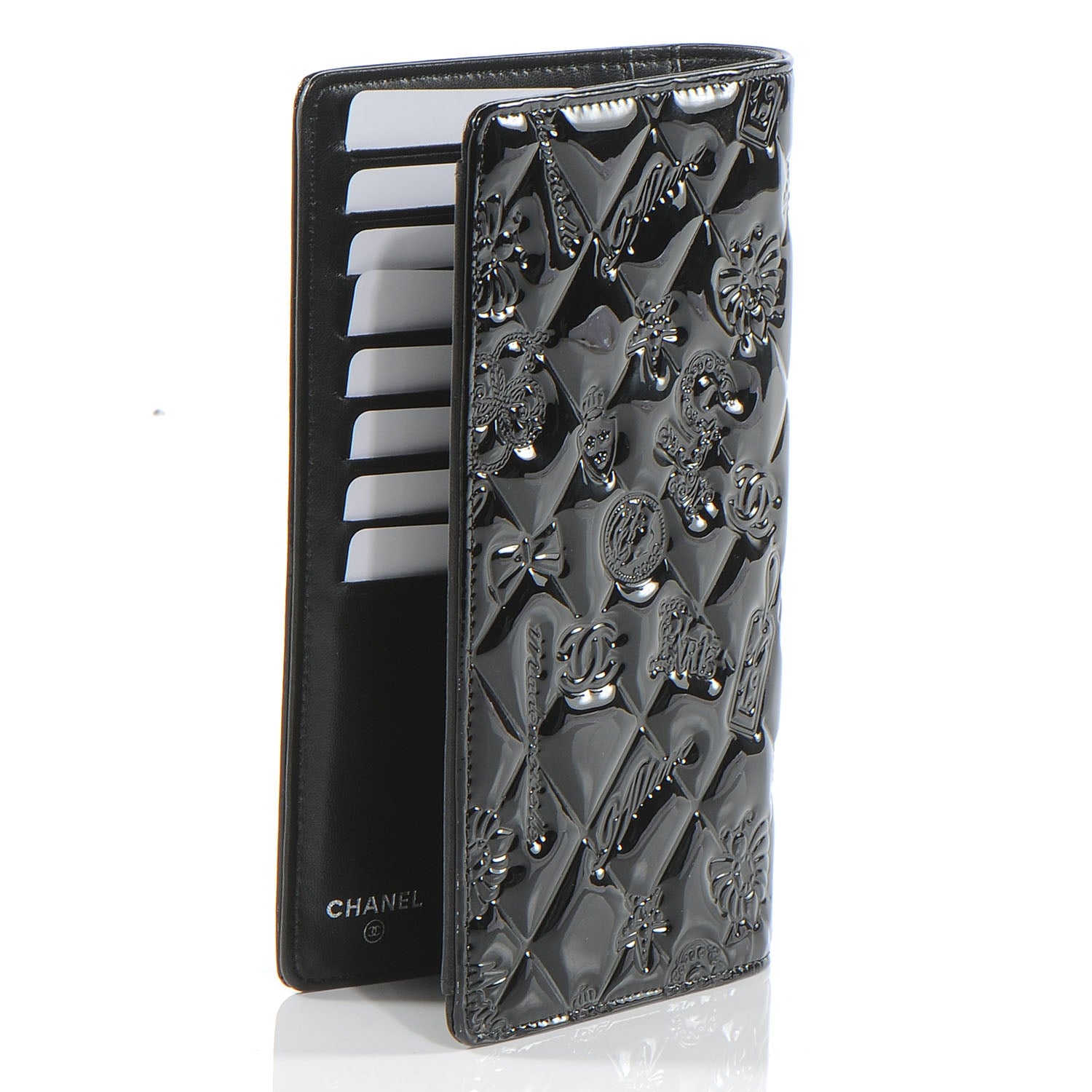 Chanel Patent Calfskin Lucky Symbols Yen Wallet Black 3 of 8