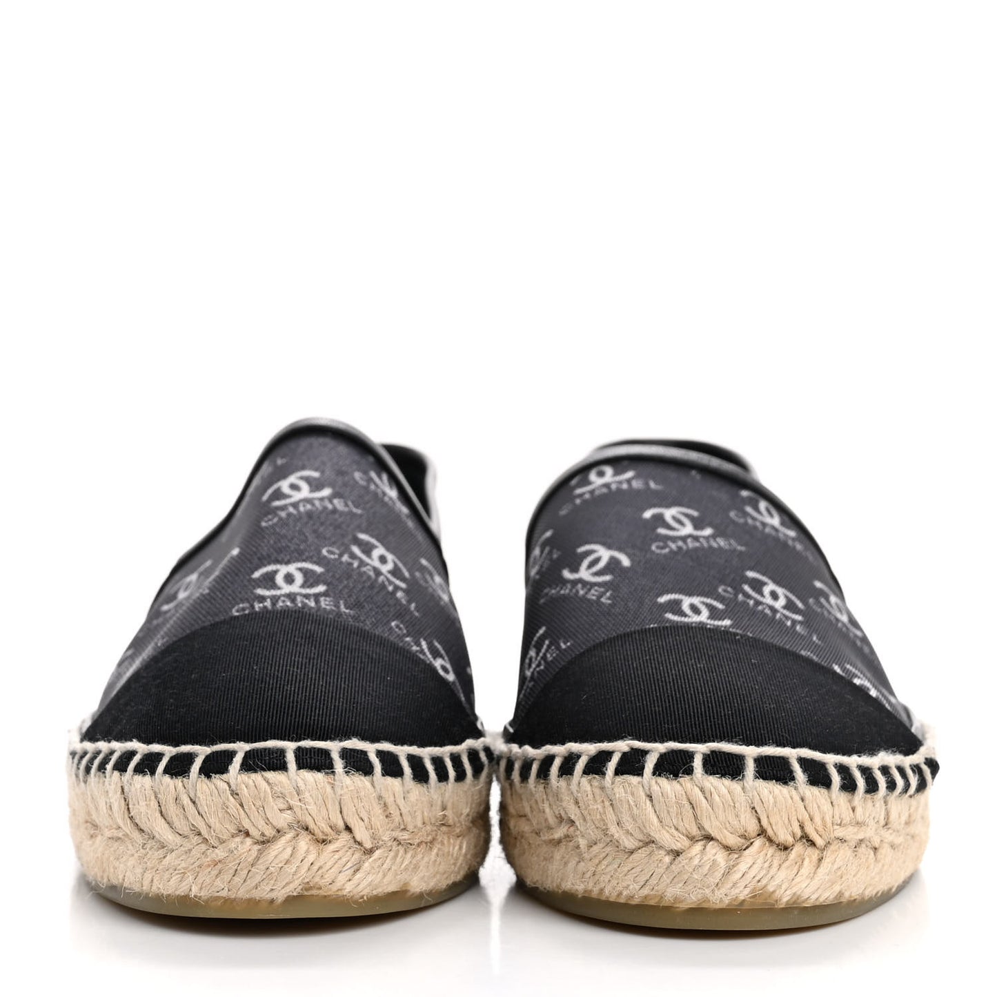 Mesh Grosgrain CC Espadrilles 36 Black White