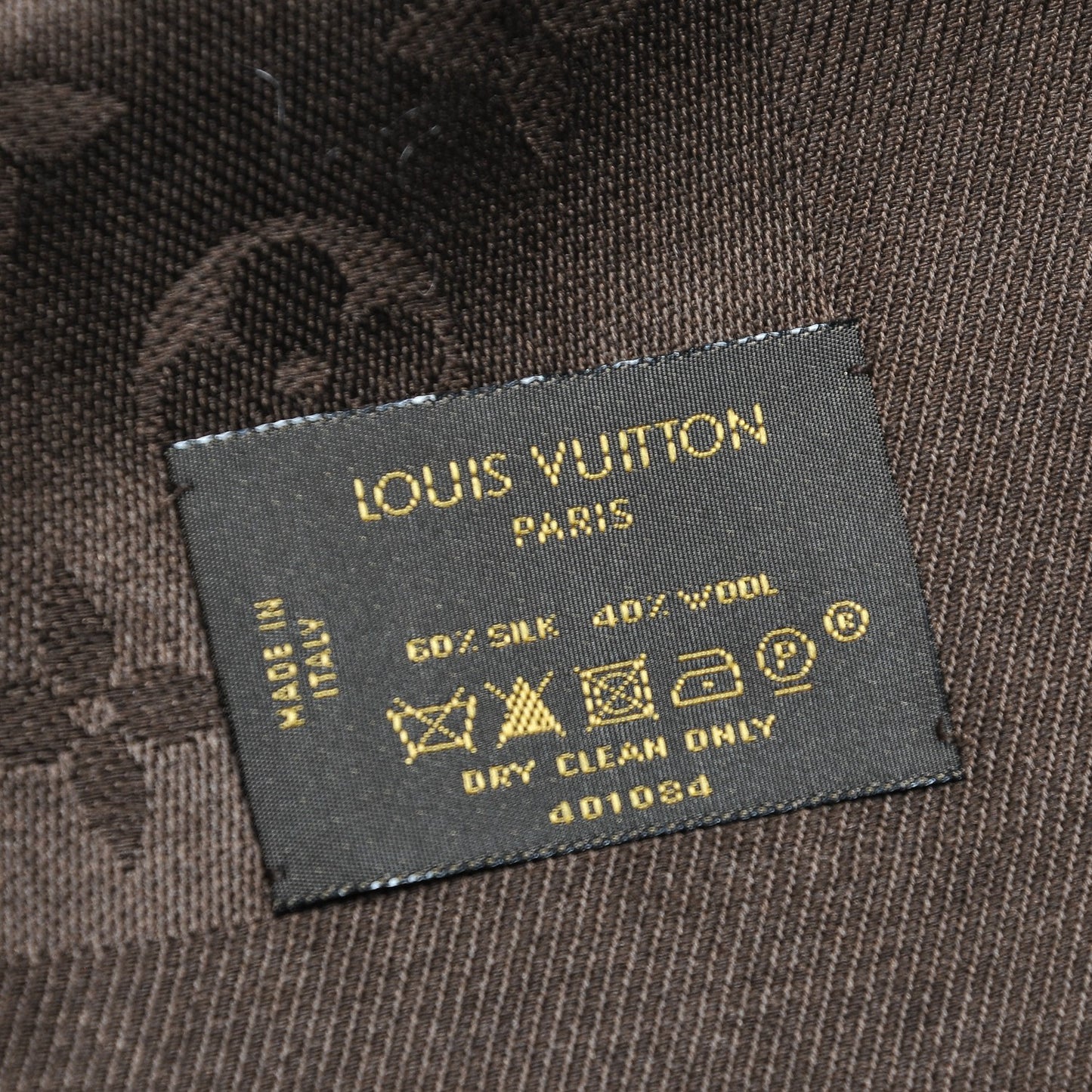 Wool Silk Monogram Shawl Chocolate