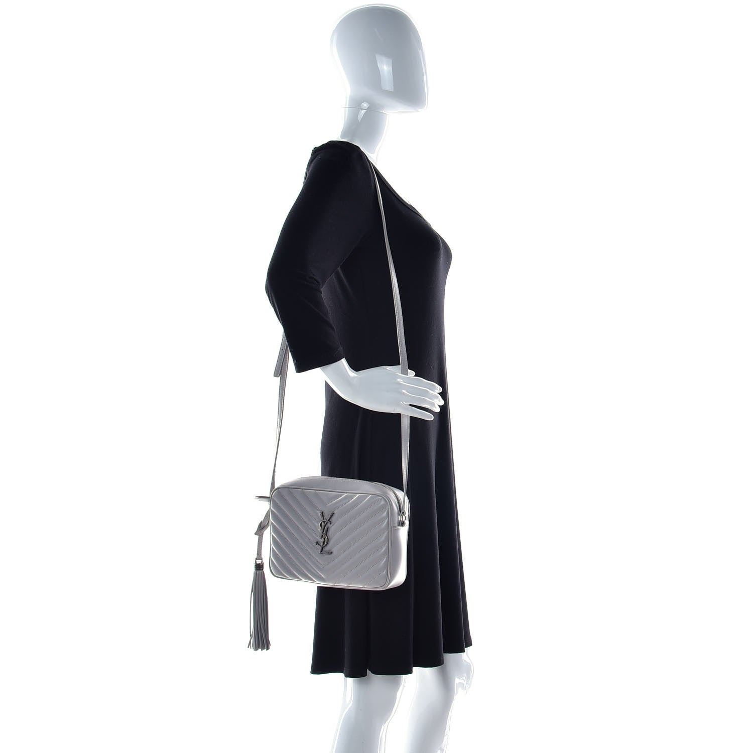 Saint Laurent Calfskin Matelasse Monogram Lou Camera Bag Granite 2 of 10