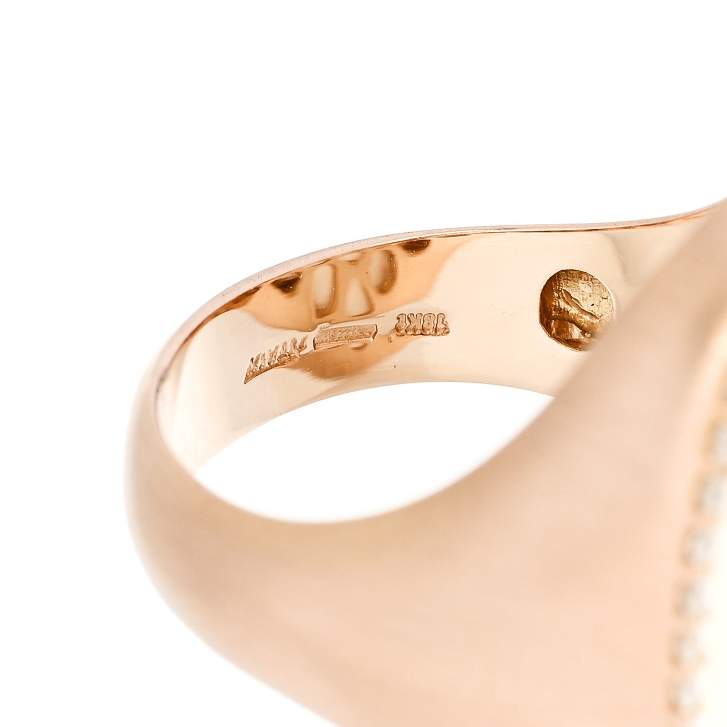 18K Rose Gold Diamond Mother of Pearl Doublet Oval Cocktail Ring 53 6.25