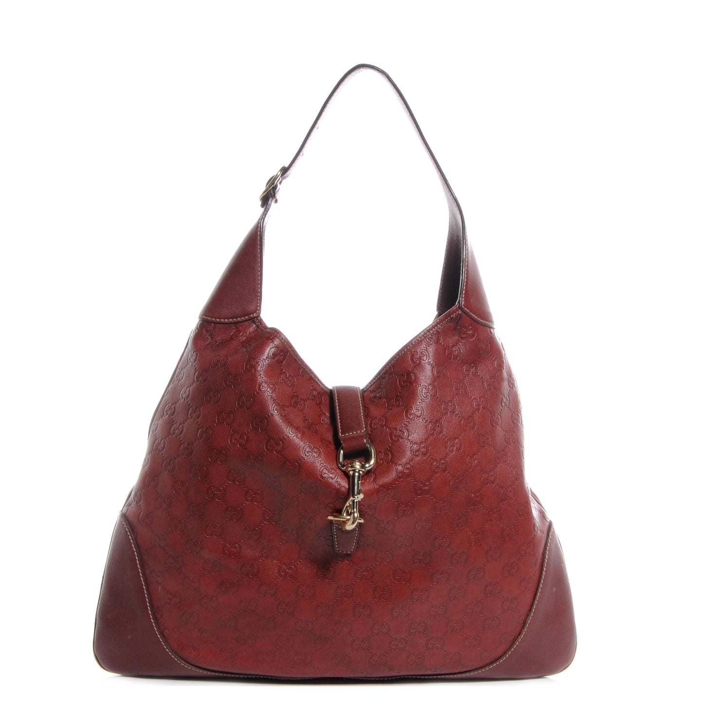 Guccissima Large Jackie O Bouvier Hobo Dark Red