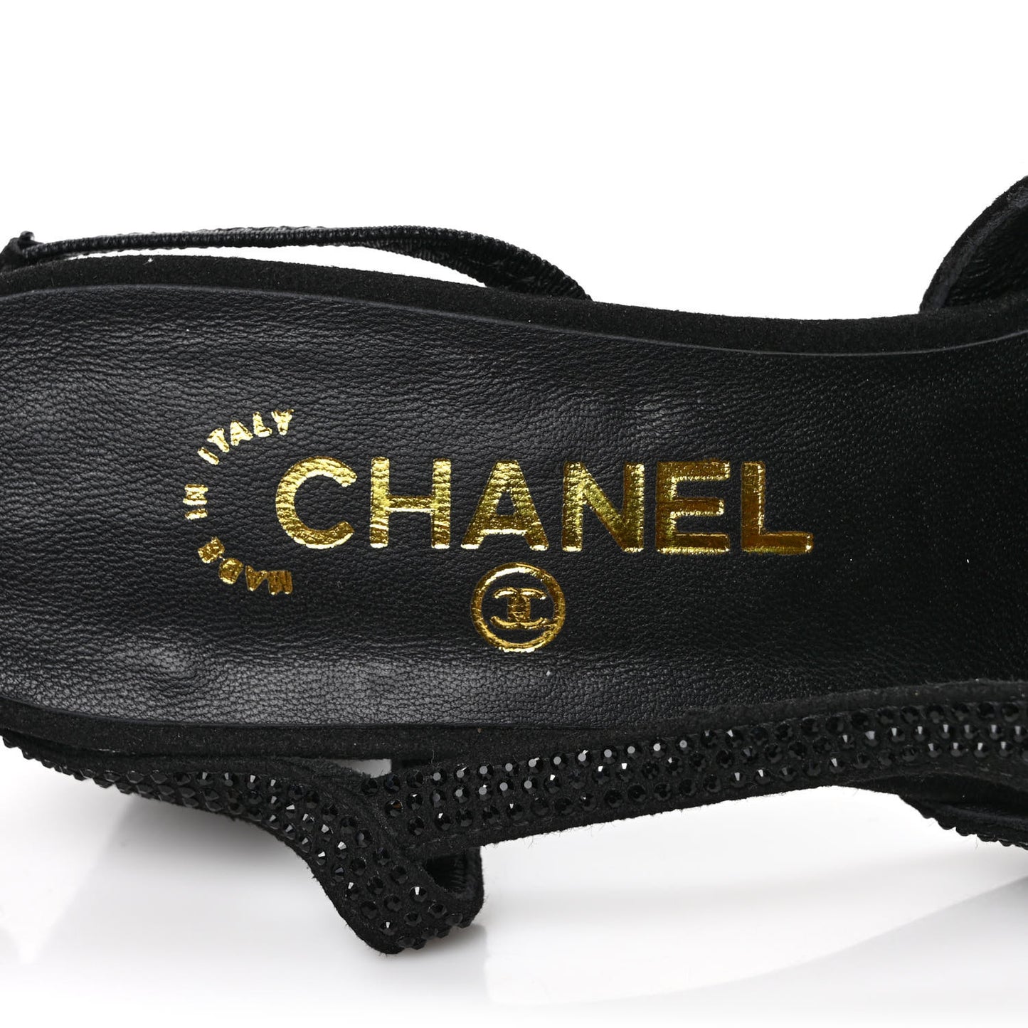 Strass Grosgrain Cap Toe CC Slingback Pumps 38 Black