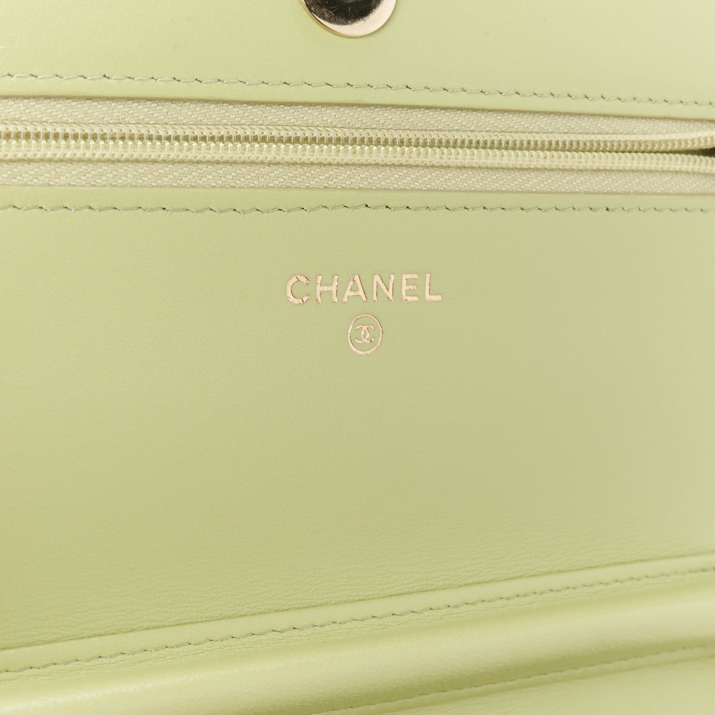 Lambskin Quilted Wallet On Chain WOC Light Green