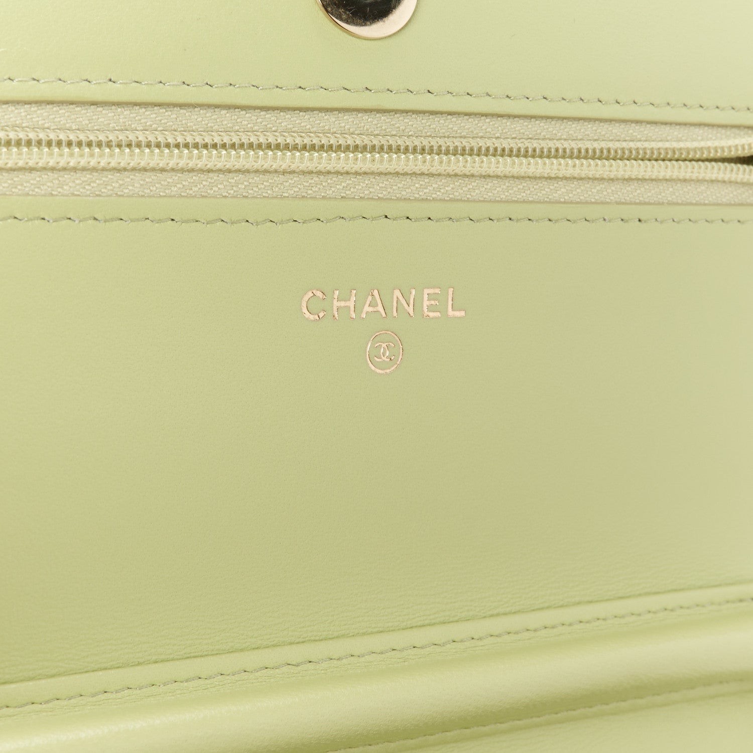 Chanel Lambskin Quilted Wallet On Chain WOC Light Green 6 of 12