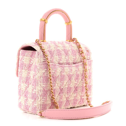 Chanel Tweed Handle Crush Top Handle Flap Bag Pink Ecru 4 of 14