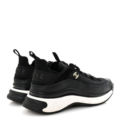 Chanel Velvet Calfskin Mixed Fibers CC Sneakers 38.5 Black 5 of 9