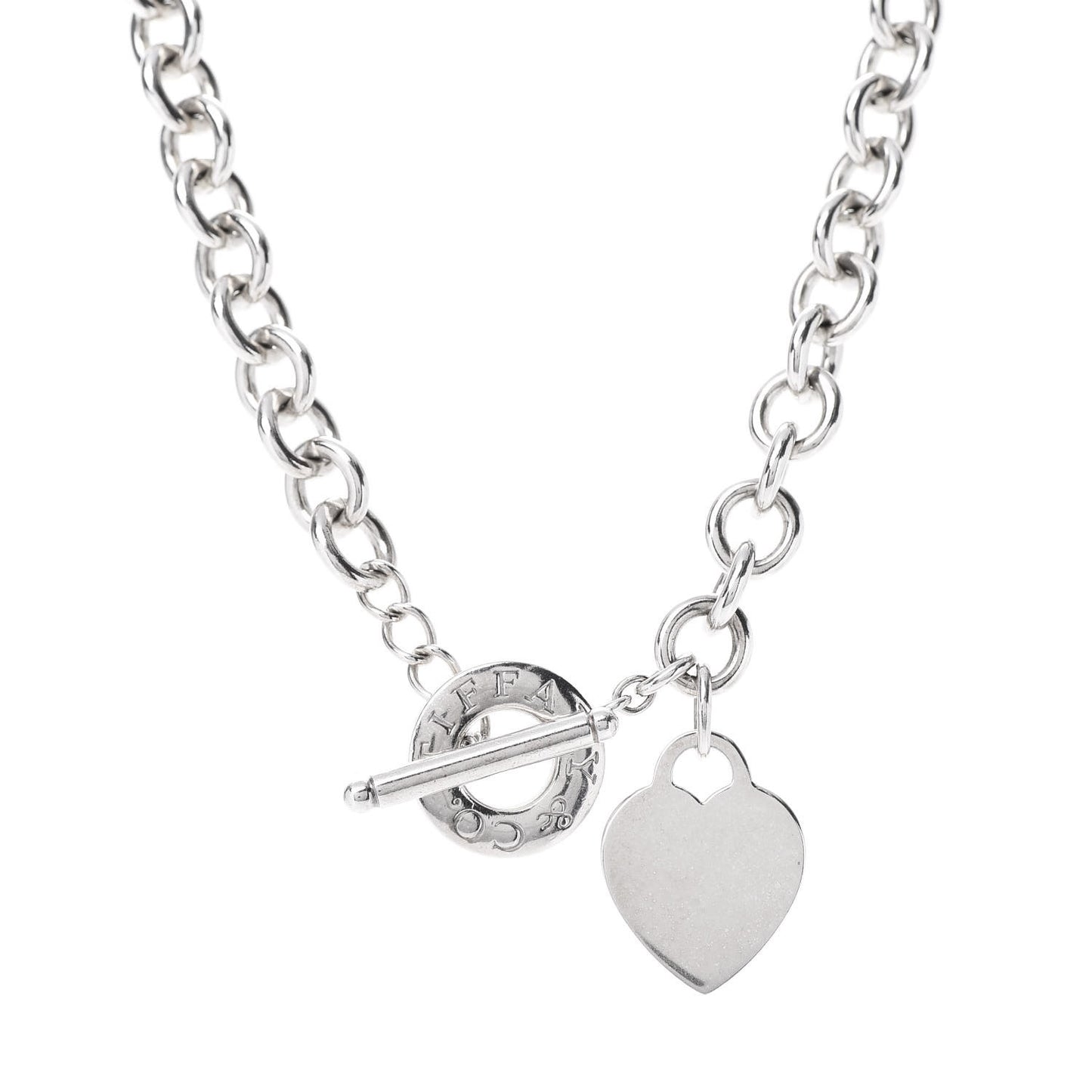 Sterling Silver Heart Tag Toggle Necklace
