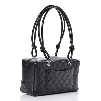 Chanel Calfskin Quilted Large Cambon Bowler Black White 3 of 7
