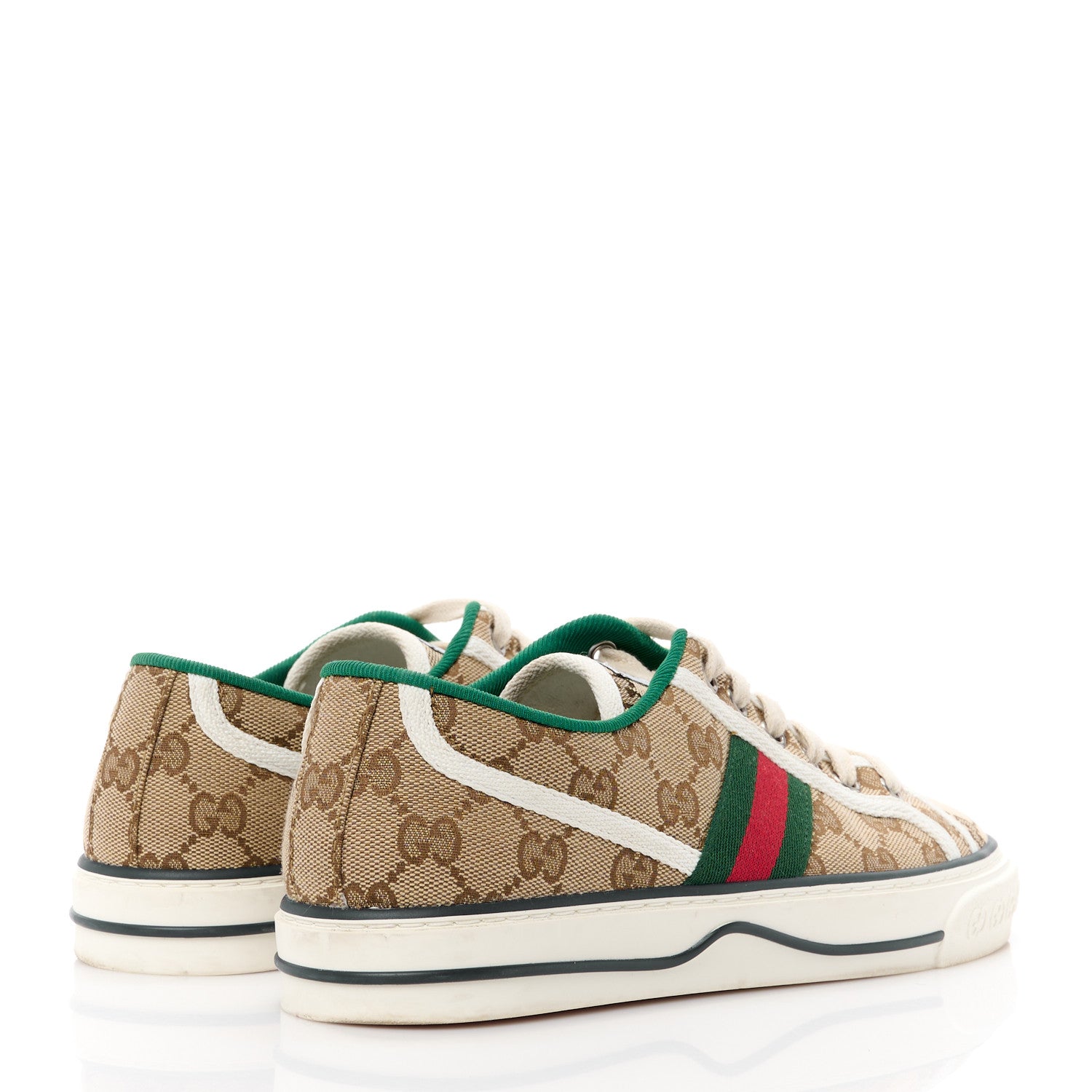 Gucci GG Monogram Web Womens 1977 Tennis Sneakers 38.5 Beige Ebony Mystic White 4 of 8
