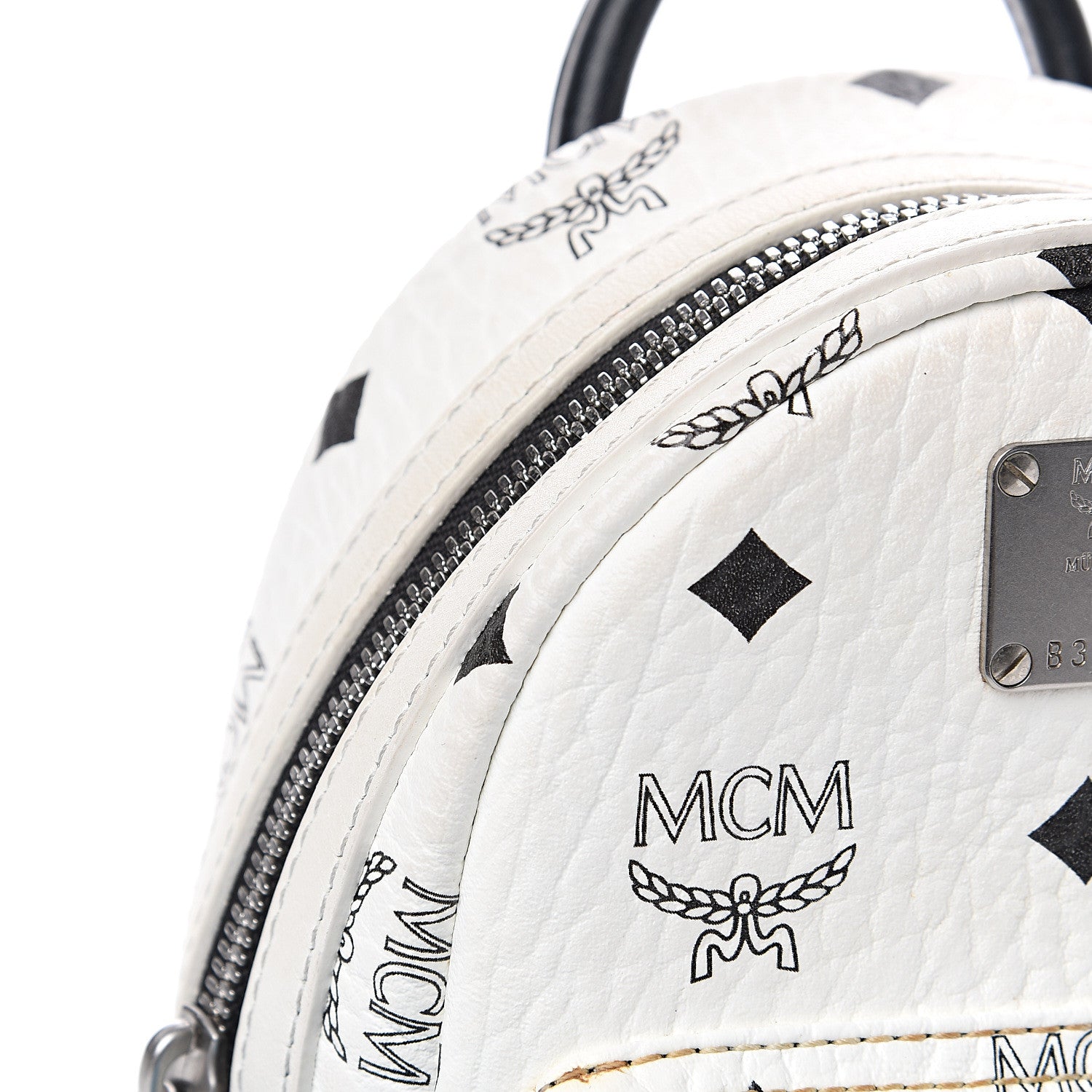 MCM Visetos Side Stud X-Mini Stark Backpack White 13 of 14