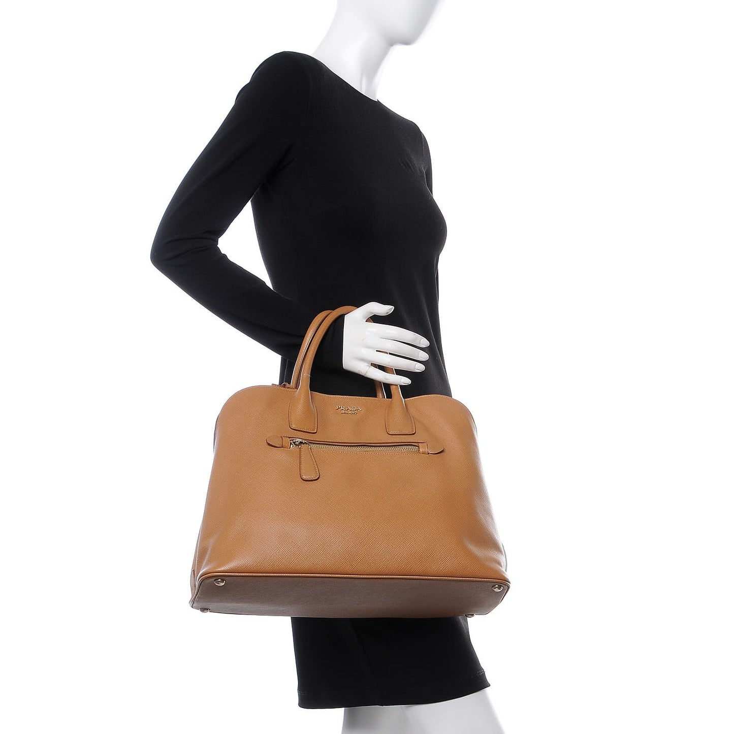 Saffiano Cuir Open Promenade Tote Caramel