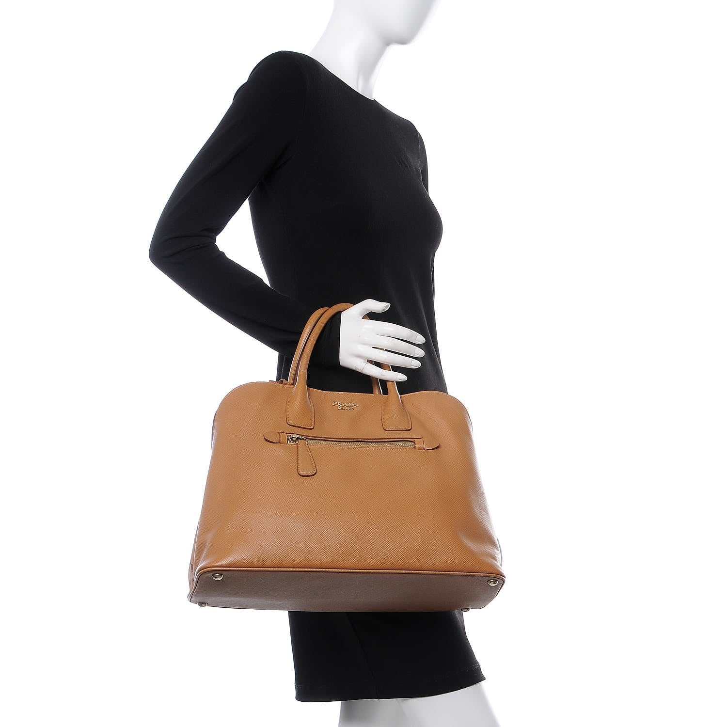 Prada Saffiano Cuir Open Promenade Tote Caramel 3 of 9