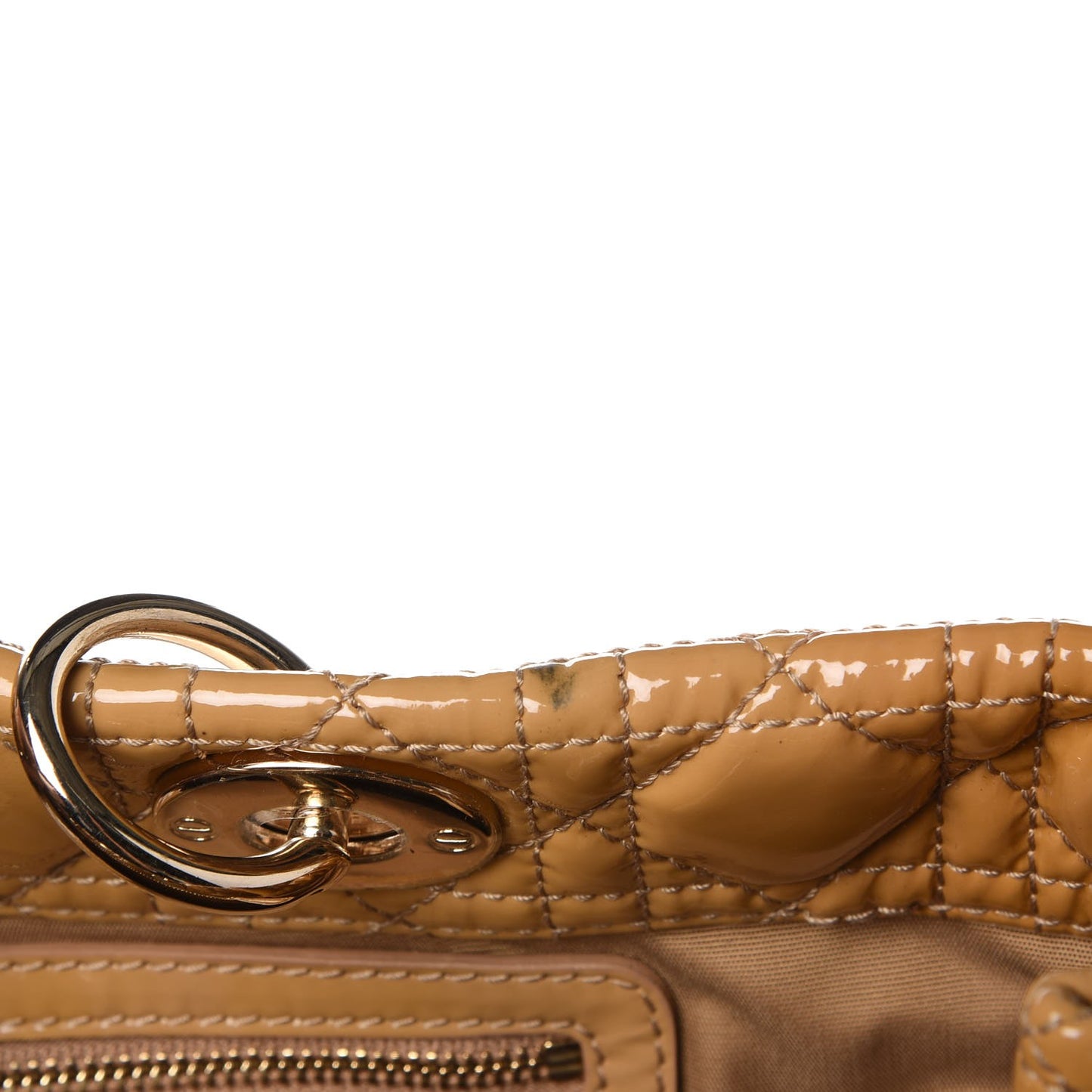 Patent Cannage Large Dior Soft Shopping Tote Beige