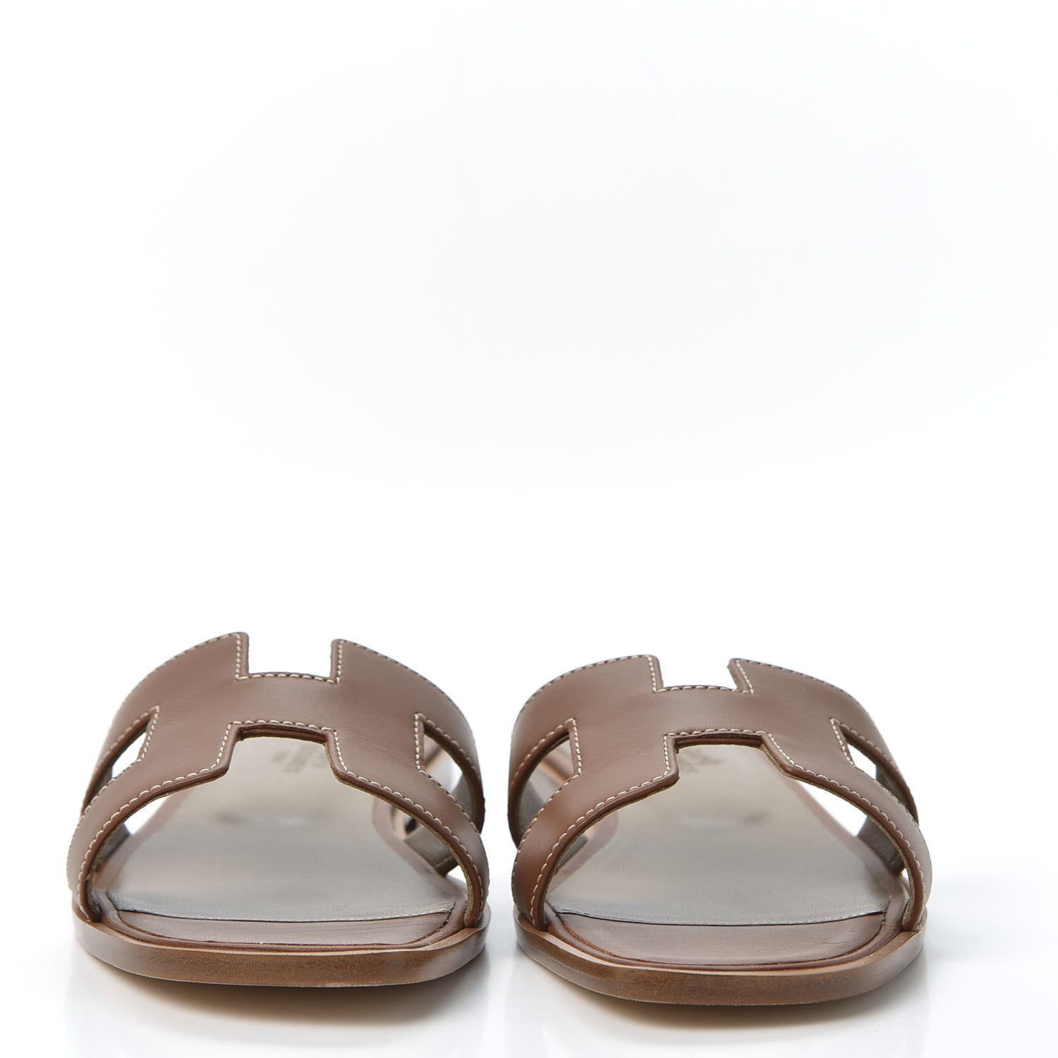 Hermes Box Calfskin Oran Sandals 37 Gold 3 of 10