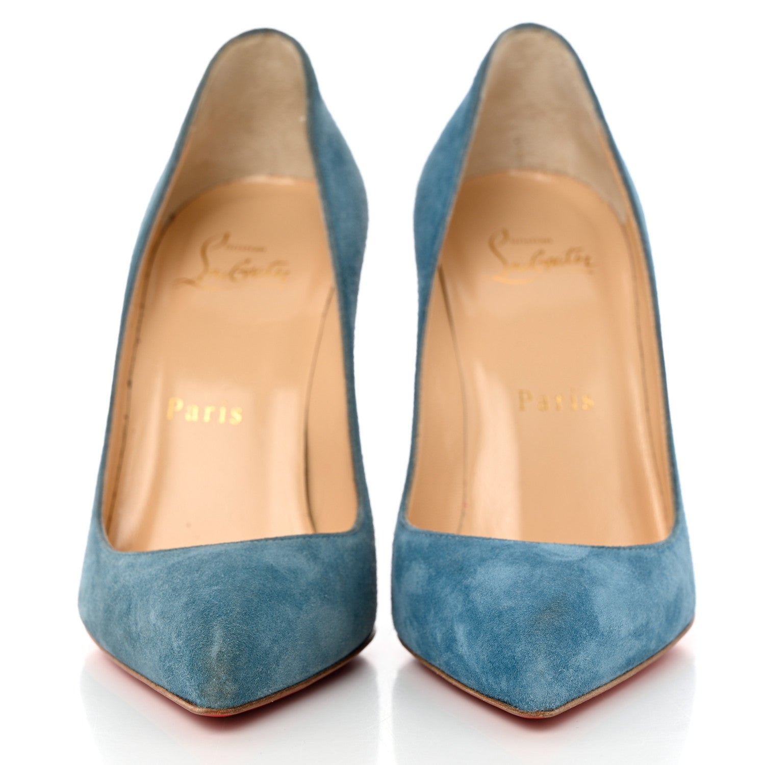 Christian Louboutin Veau Velours Pigalle Follies 100 Pumps 35 Celeste 2 of 10
