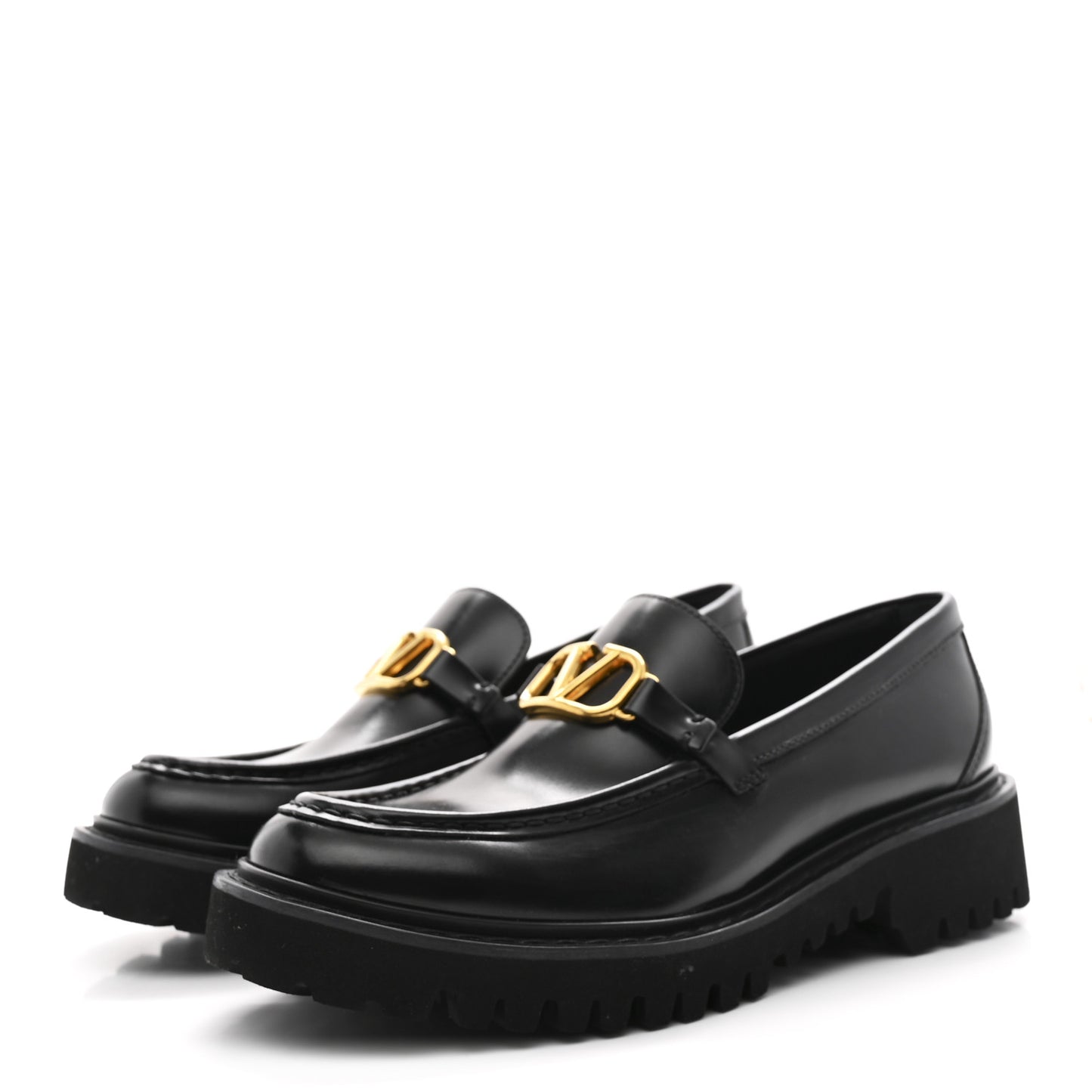 Calfskin Vlogo Loafers 37.5 Black