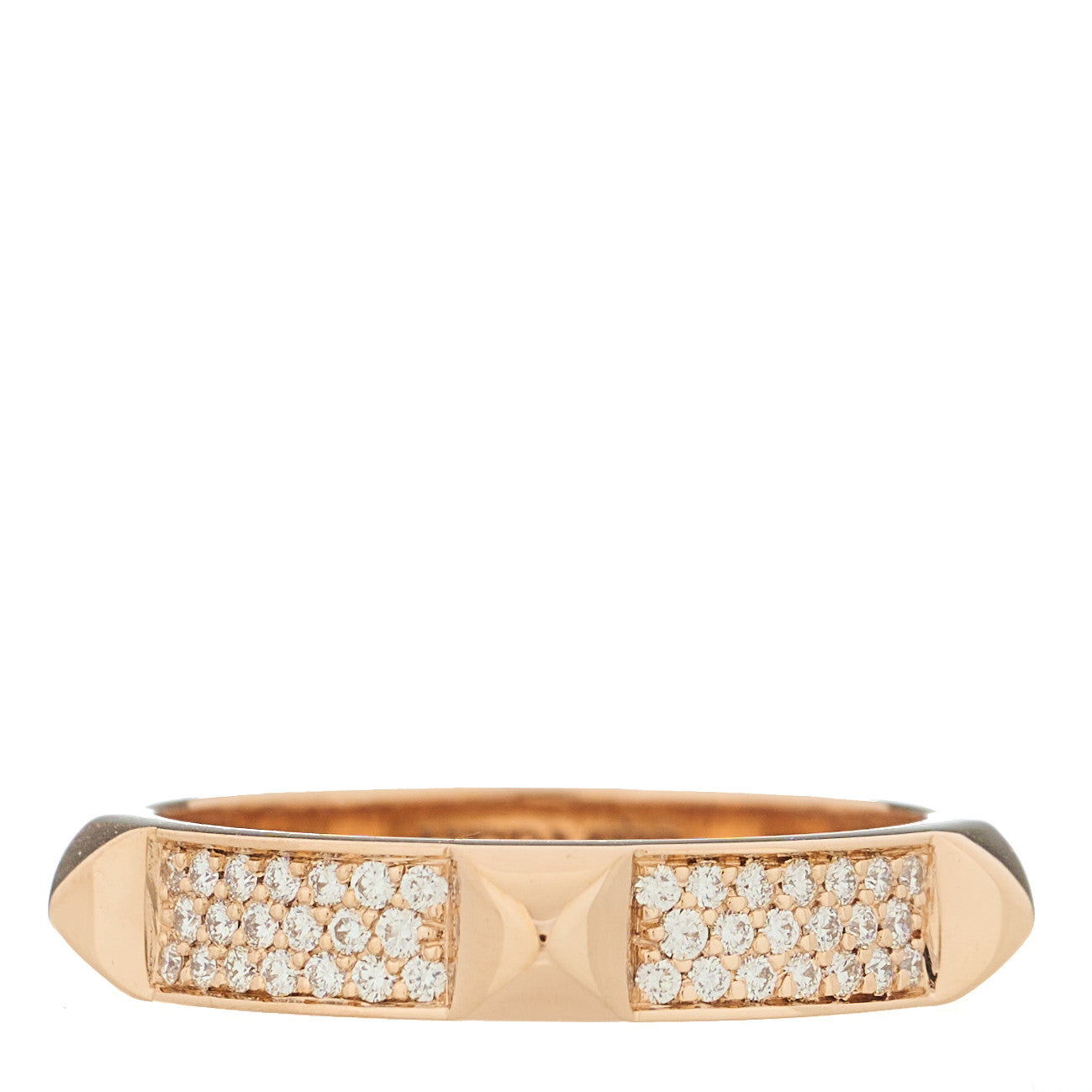 Hermes 18K Rose Gold Diamond Clou D'H Ring 54 6.75 1 of 5