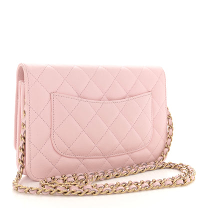 Chanel Caviar Quilted Wallet on Chain WOC Light Pink 3 of 12