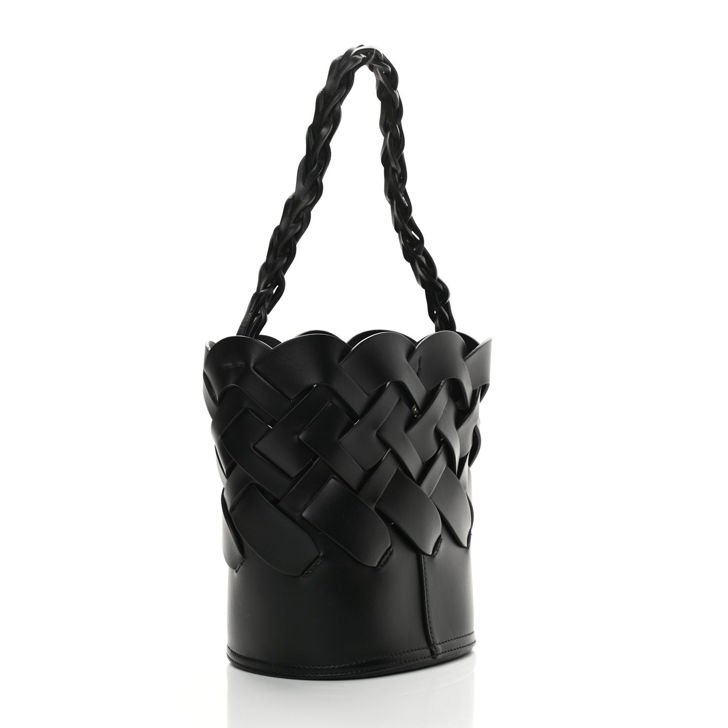 Vitello Intreccio Bucket Bag Black