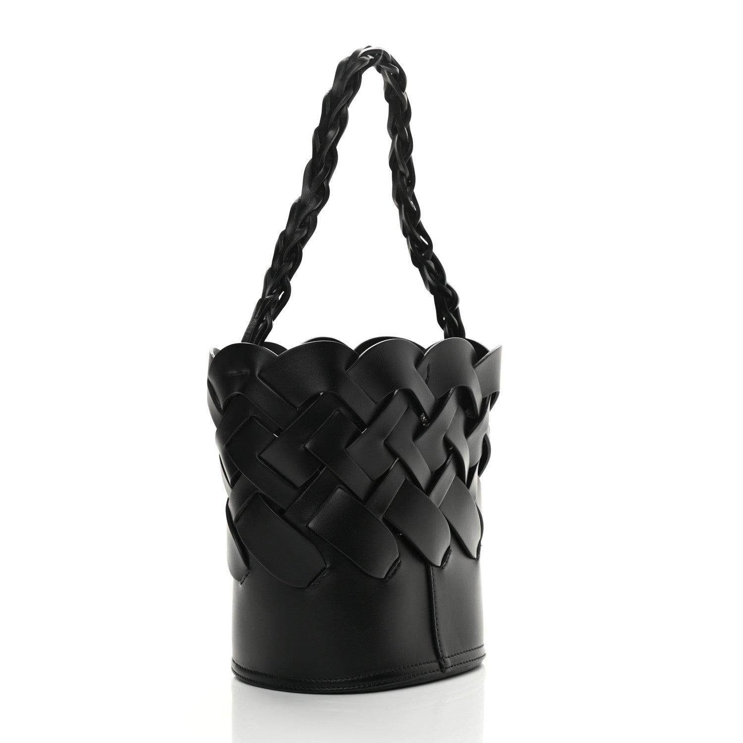 Prada Vitello Intreccio Bucket Bag Black 4 of 18