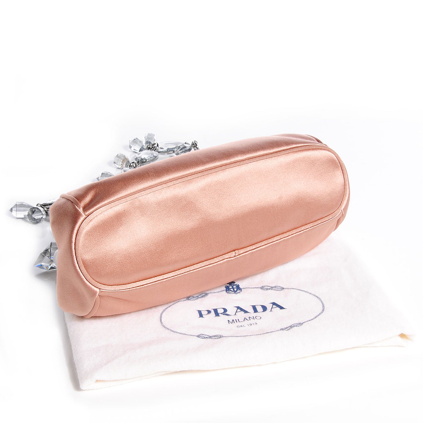 Satin Crystal Kisslock Clutch Nudo