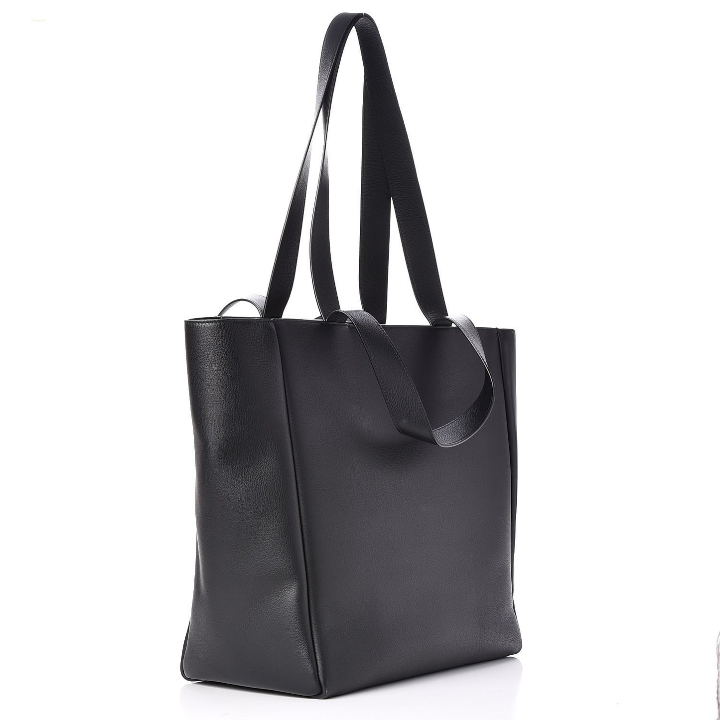 Calfskin Logo Medium Shopping Tote Black
