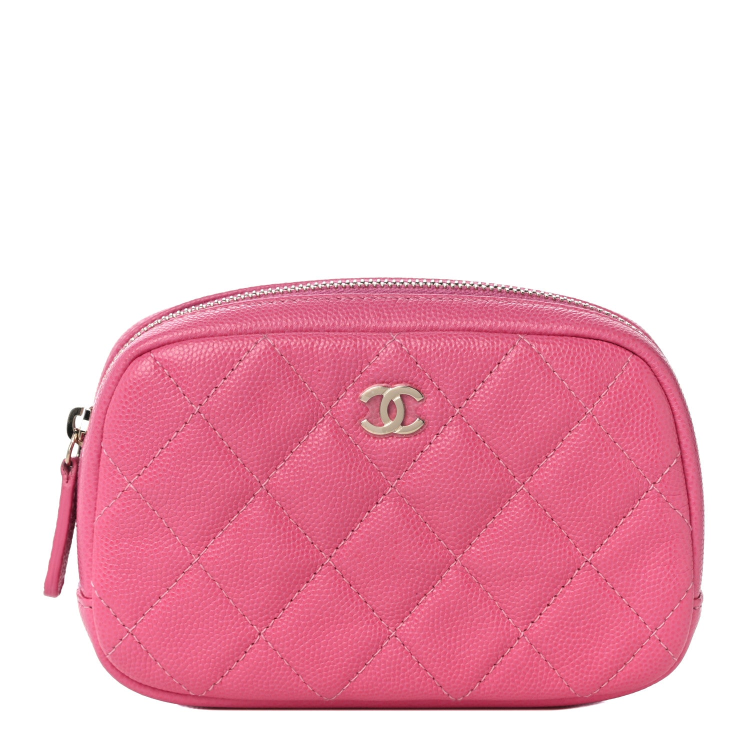 Chanel Caviar Quilted Small Curvy Pouch Cosmetic Case Pink 1 of 11
