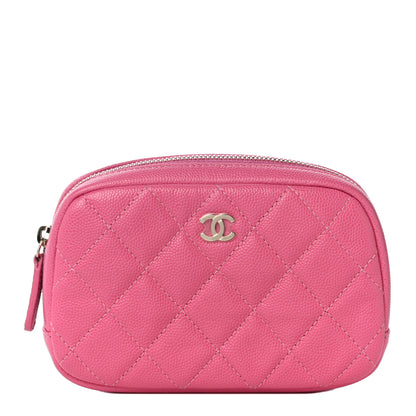 Chanel Caviar Quilted Small Curvy Pouch Cosmetic Case Pink 1 of 11