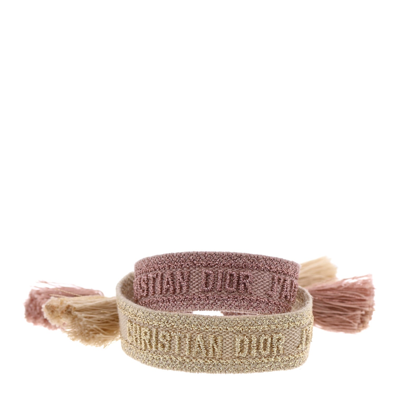 Christian Dior Woven Cotton J'Adior Friendship Bracelet Set Gold Pink 1 of 4