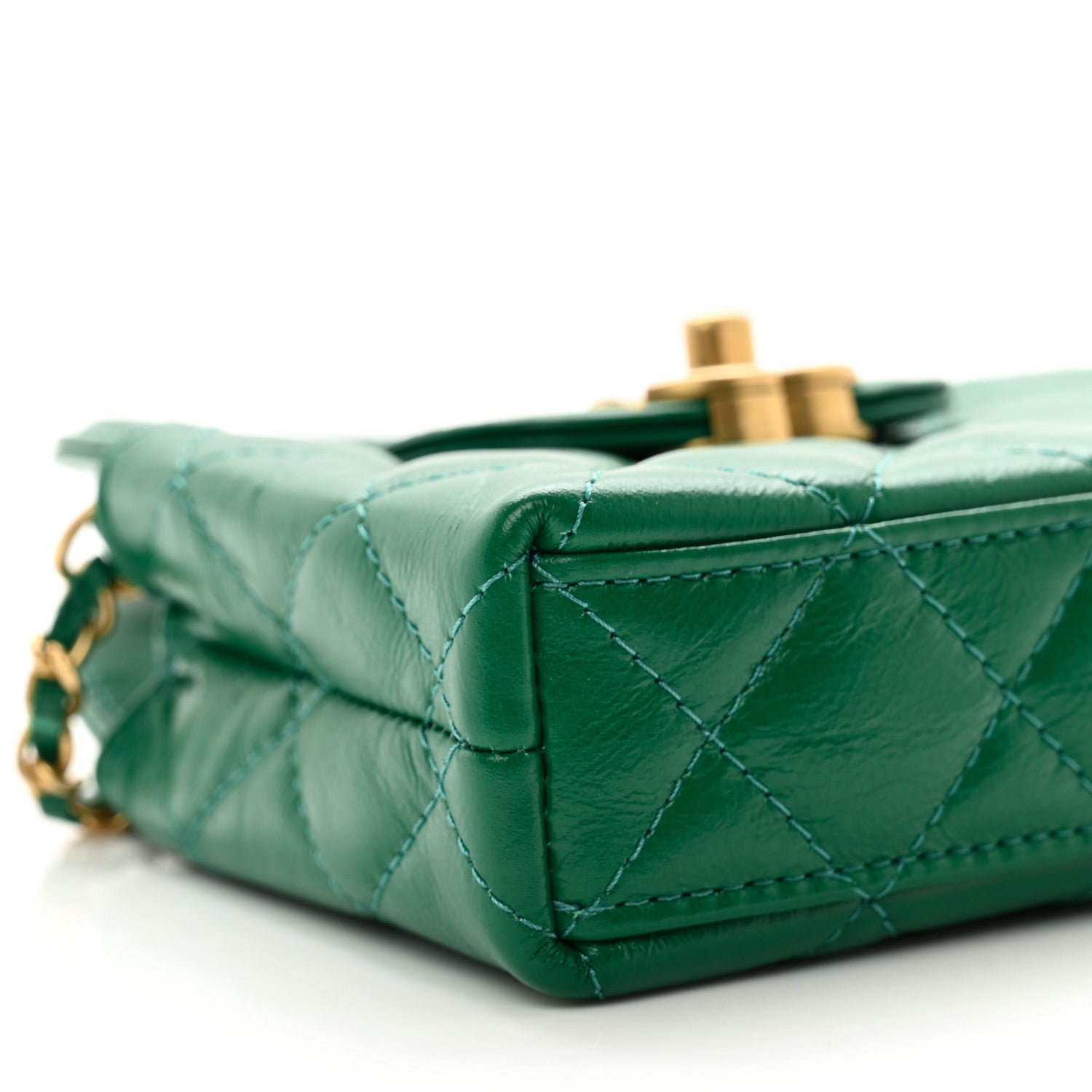 Chanel Shiny Aged Calfskin Quilted Mini Nano Kelly Shopper Green 11 of 12