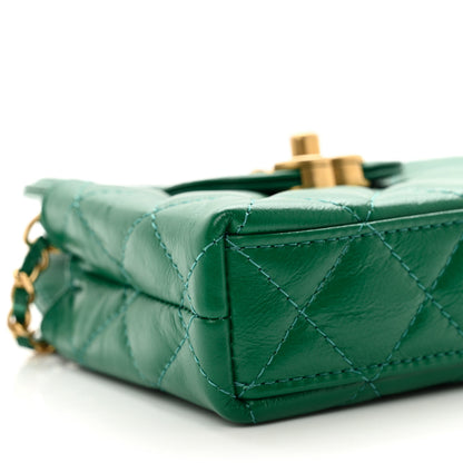 Chanel Shiny Aged Calfskin Quilted Mini Nano Kelly Shopper Green 11 of 12