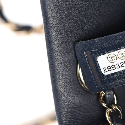 Chanel Calfskin Stitched Chain Bucket Bag Navy 6 of 10
