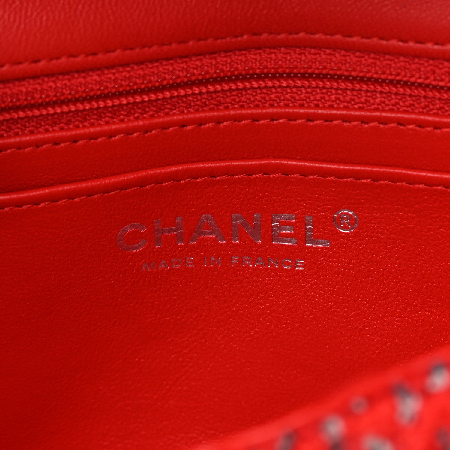 Chanel Tweed Quilted Mini Rectangular Flap Red Grey 6 of 12